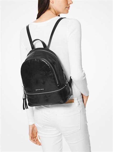 Rhea Medium Crinkled Calf Leather Backpack 